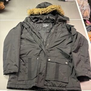 VINTAGE CB Sports Jacket Womens Large Black  Puffer Ski Winter 90s Removablehood
